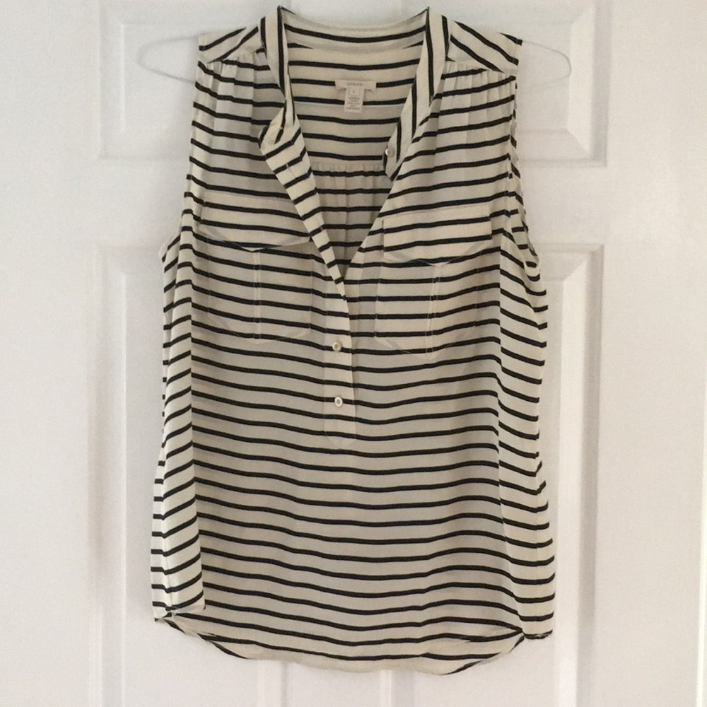 Sleeveless J Crew silk blouse.